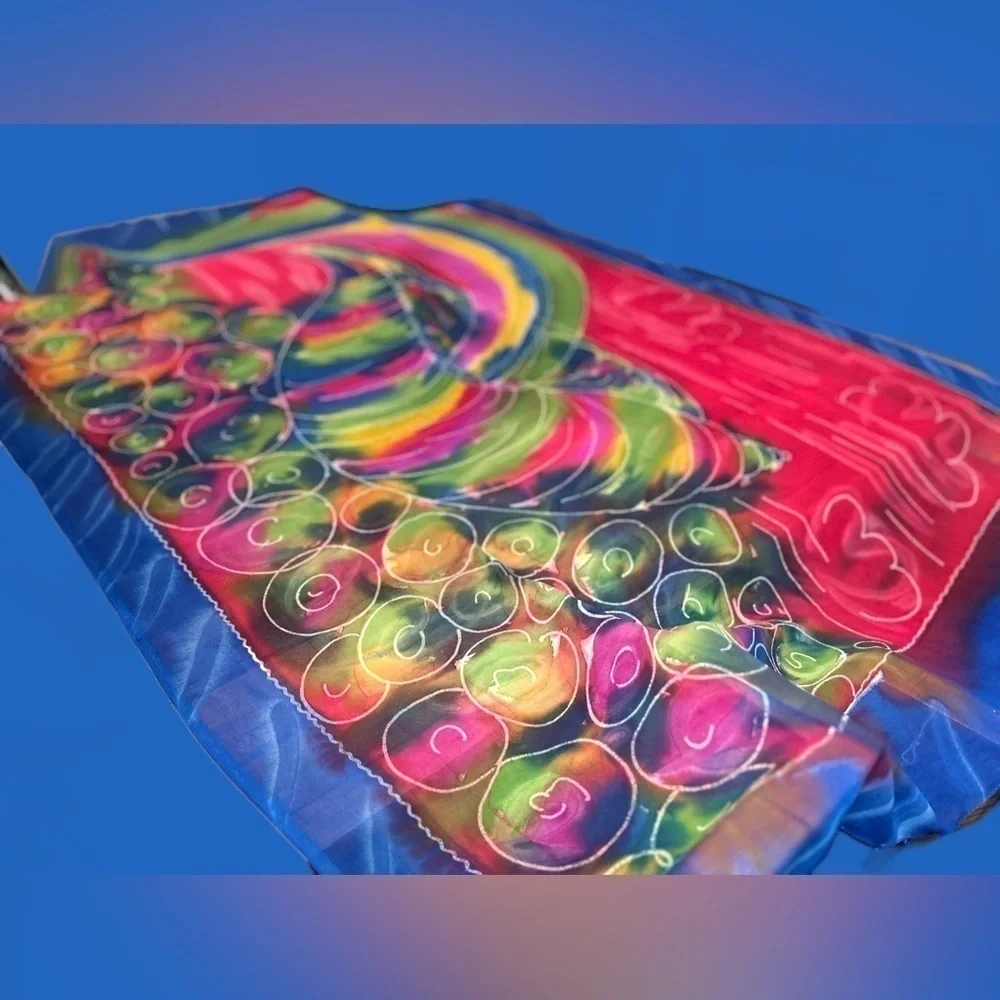 Gorgeous Vibrant and Colorful Jamaican Scarf, OS